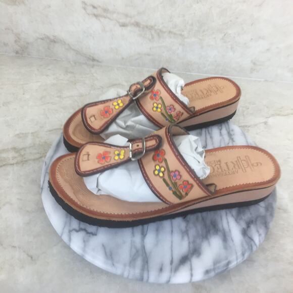 Hortega's Artesanias Authentic Mexican Leather Sandals Women's Size 9 - Picture 8 of 16